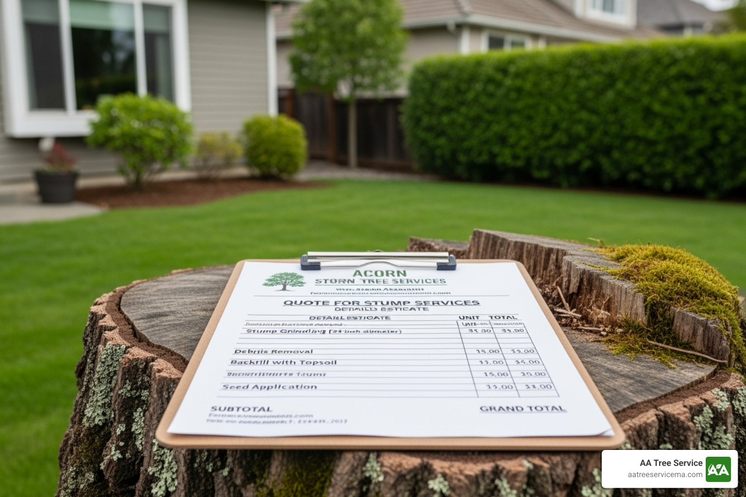 tree service professional providing a quote - tree stump company