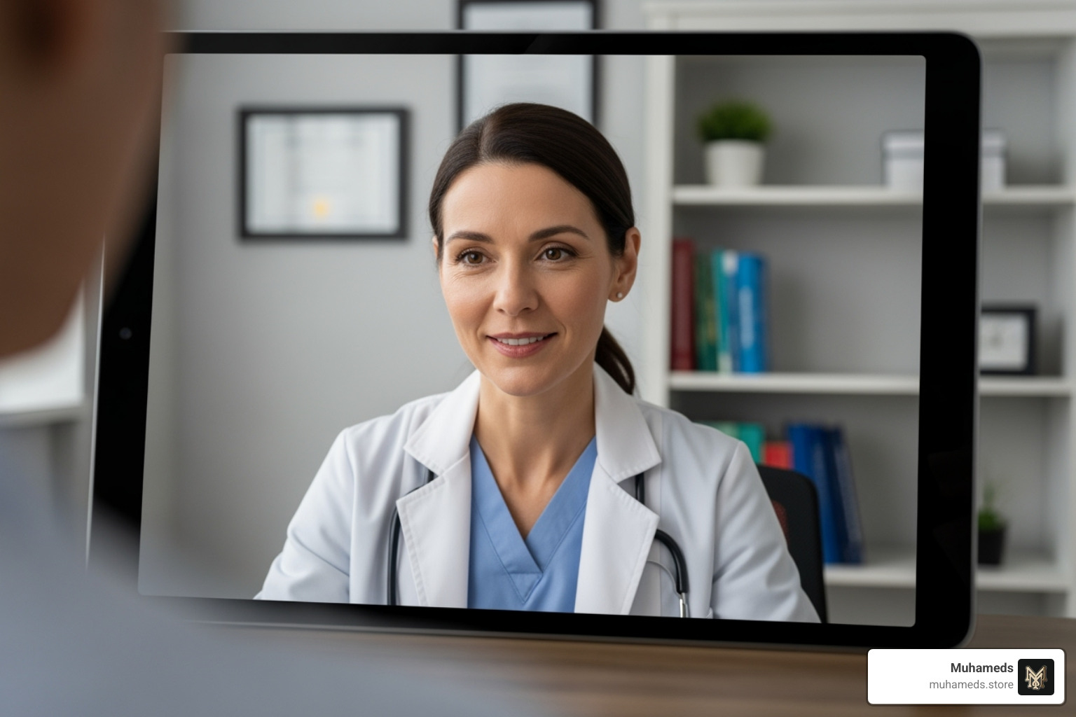 compassionate doctor consulting with patient via telehealth - buy medical weed