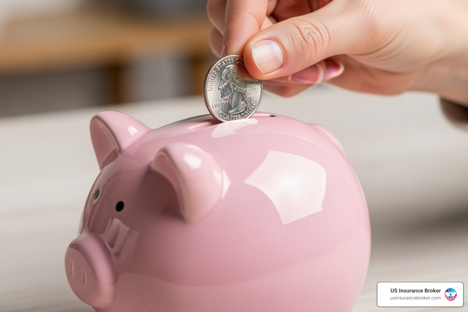 A hand carefully placing coins into a piggy bank, symbolizing smart financial planning and cost reduction in insurance - corporate liability insurance cost A hand carefully placing coins into a piggy bank, symbolizing smart financial planning and cost reduction in insurance - corporate liability insurance cost