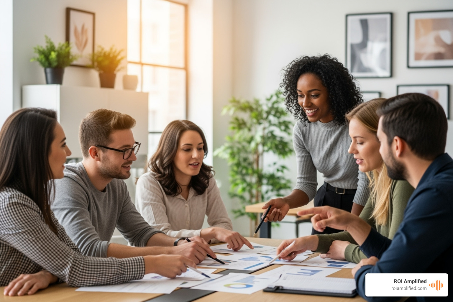 diverse team collaborating in a modern office setting - seo agency tampa