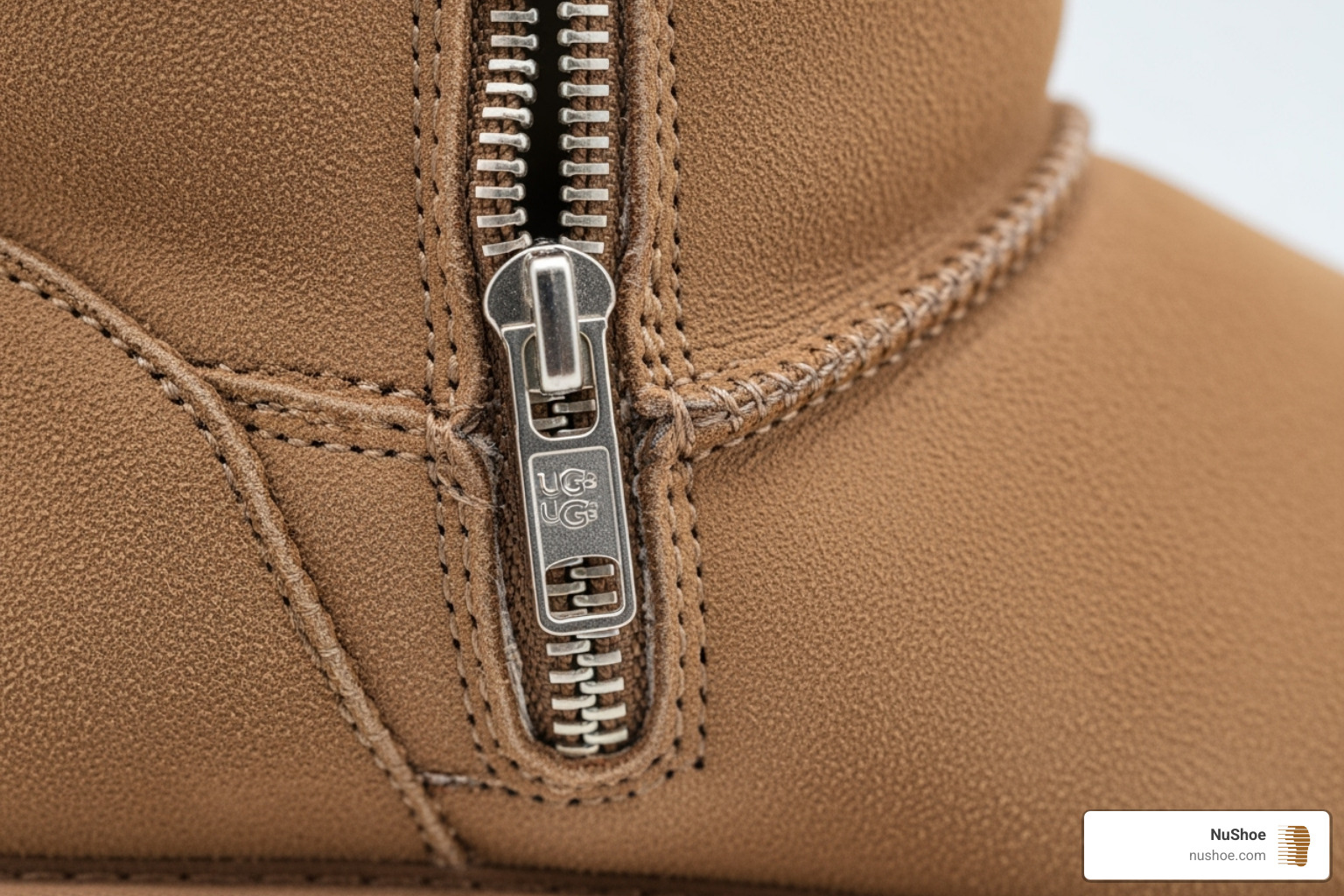 a professionally repaired UGG boot zipper looking brand new - ugg boot zipper replacement