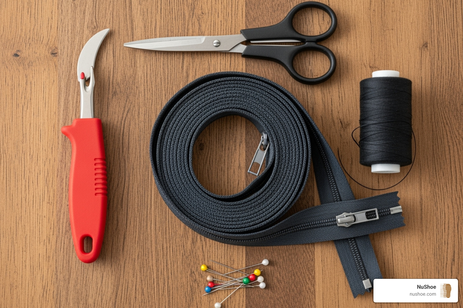 tools for a full zipper replacement like a seam ripper, new zipper, and heavy-duty thread - ugg boot zipper replacement