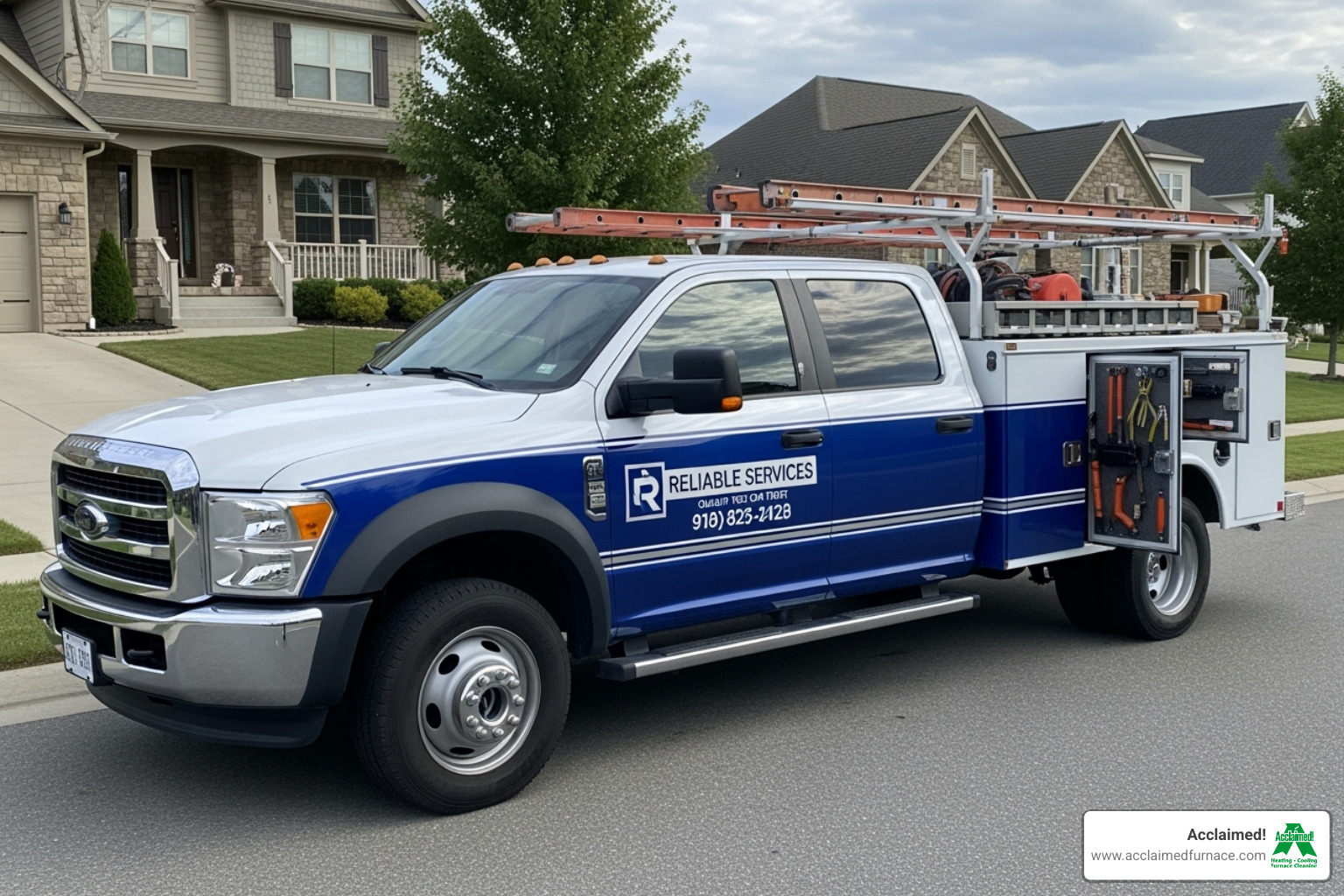 Company truck with positive branding - ac installation sherwood park ab