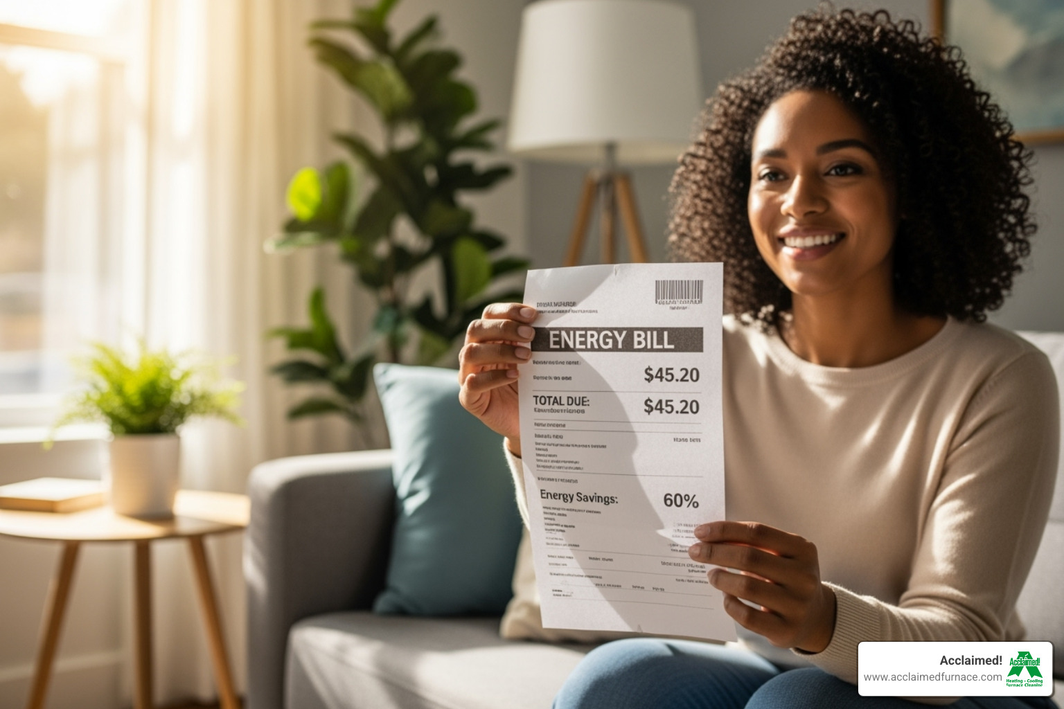 a homeowner looking happily at a lower energy bill - furnace maintenance edmonton ab a homeowner looking happily at a lower energy bill - furnace maintenance edmonton ab