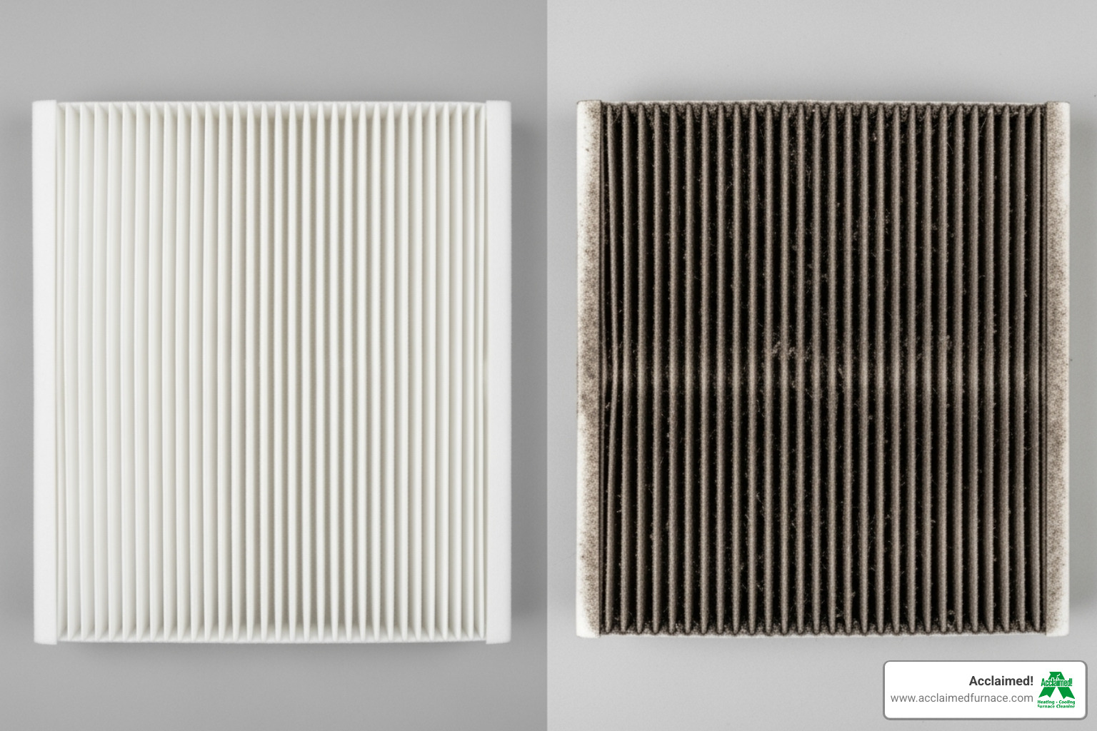 clean air filter next to dirty air filter - hvac maintenance plan edmonton ab