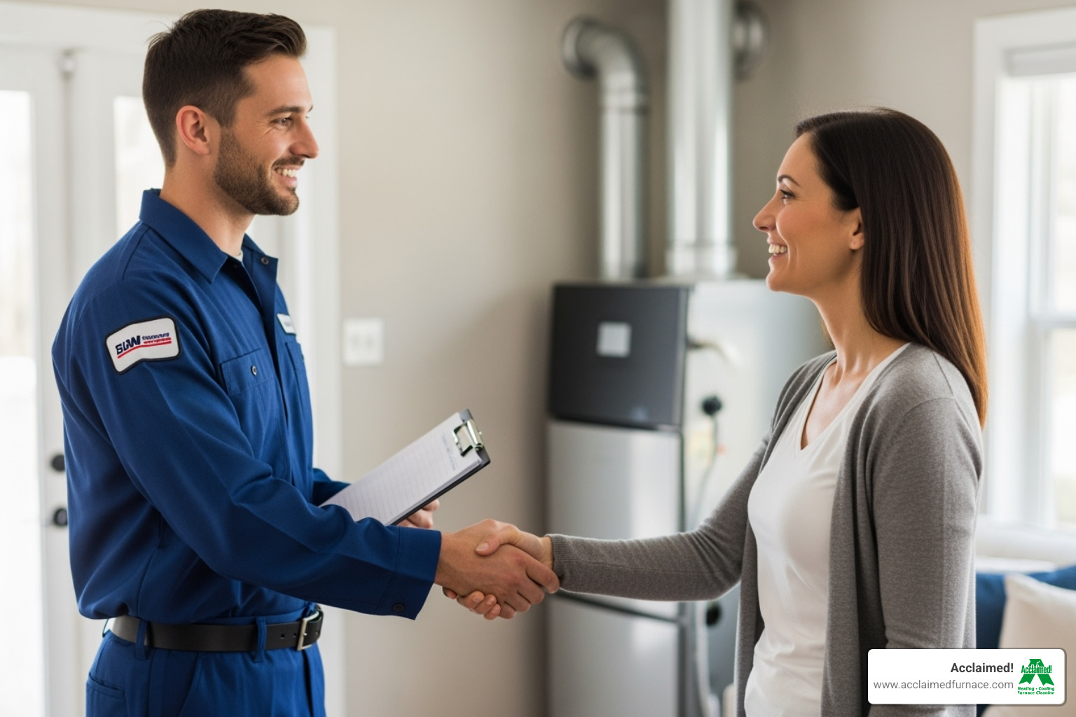 Image of a handshake between a homeowner and a furnace cleaning technician - furnace cleaning edmonton ab