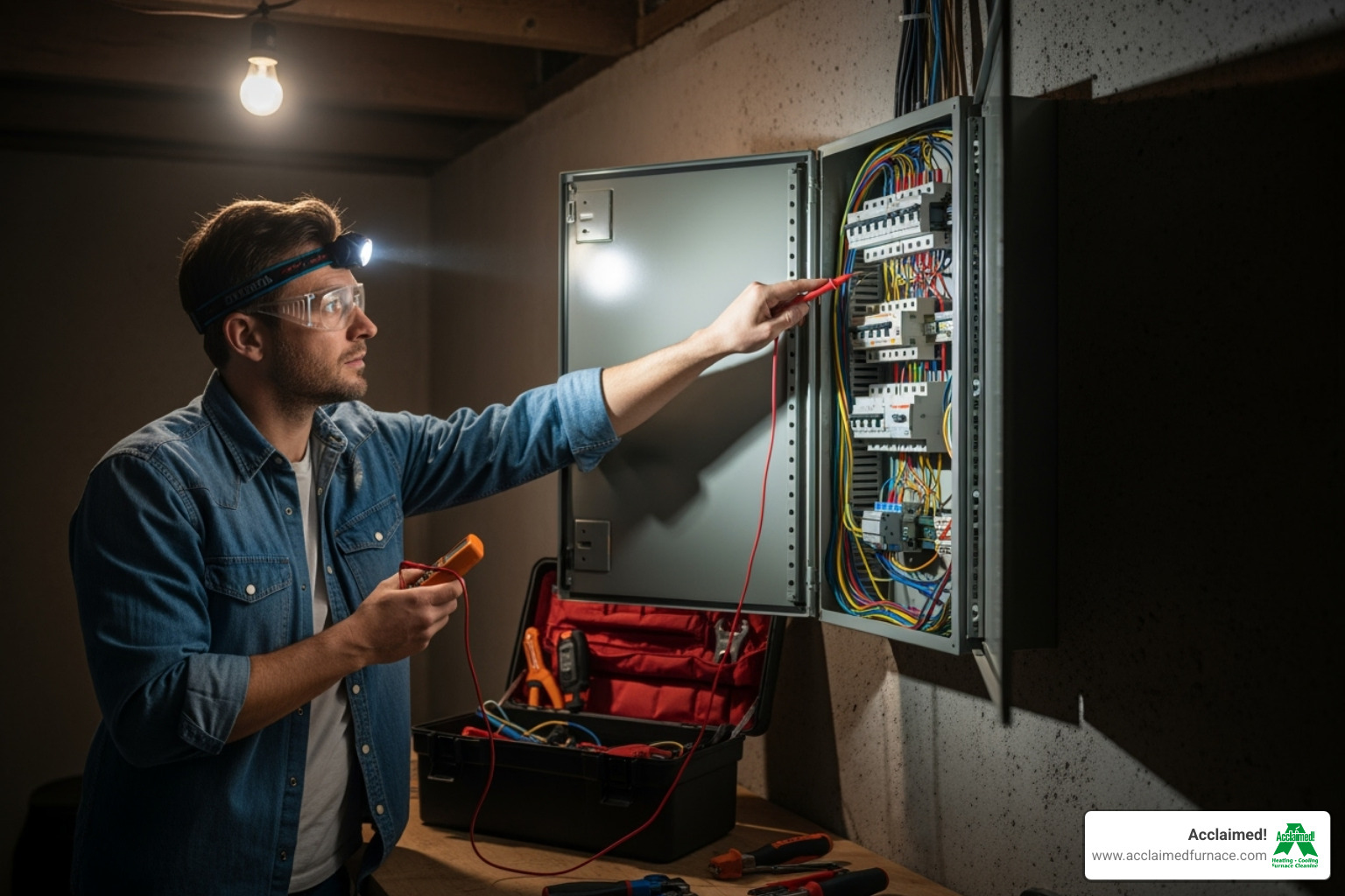 Homeowner checking electrical panel - emergency hvac repair edmonton ab