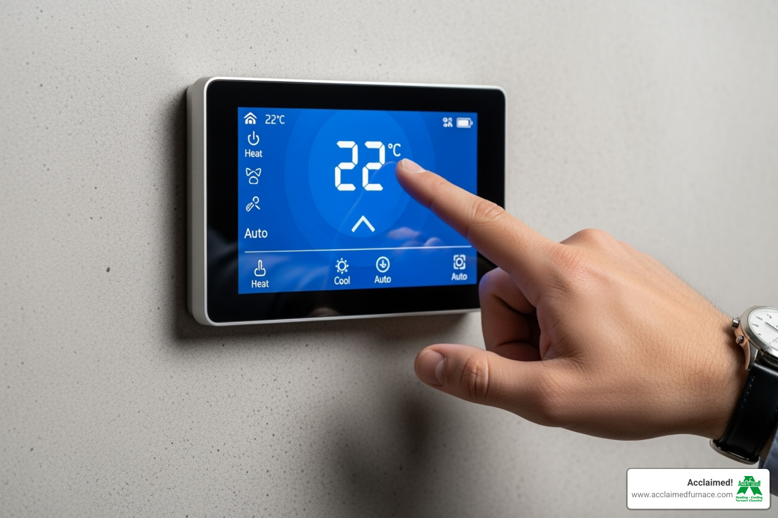 Person checking a smart thermostat - hvac troubleshooting edmonton ab Person checking a smart thermostat - hvac troubleshooting edmonton ab