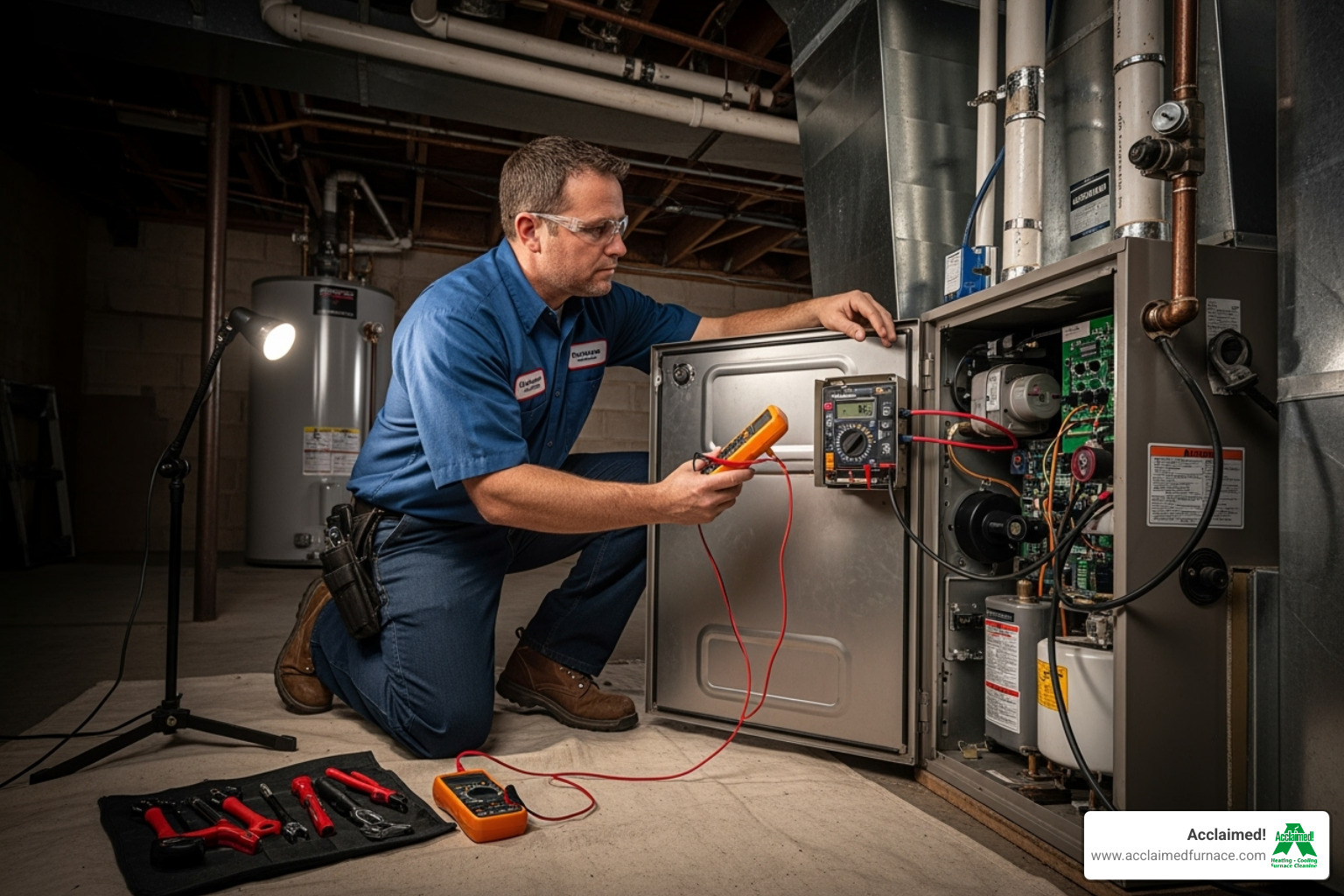 technician servicing a furnace - hvac company edmonton ab