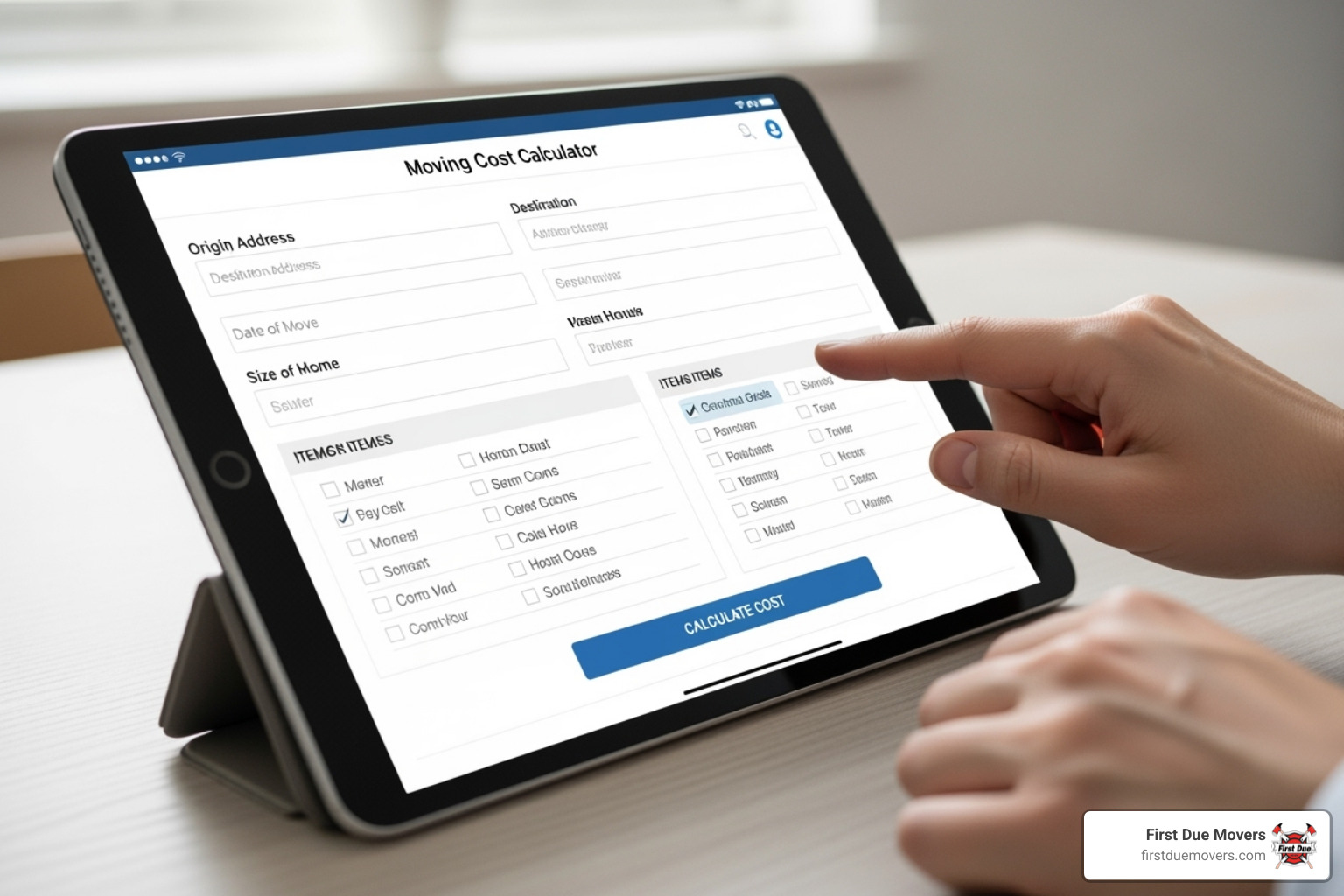 moving cost calculator or a quote form on a tablet - local movers federal way wa moving cost calculator or a quote form on a tablet - local movers federal way wa