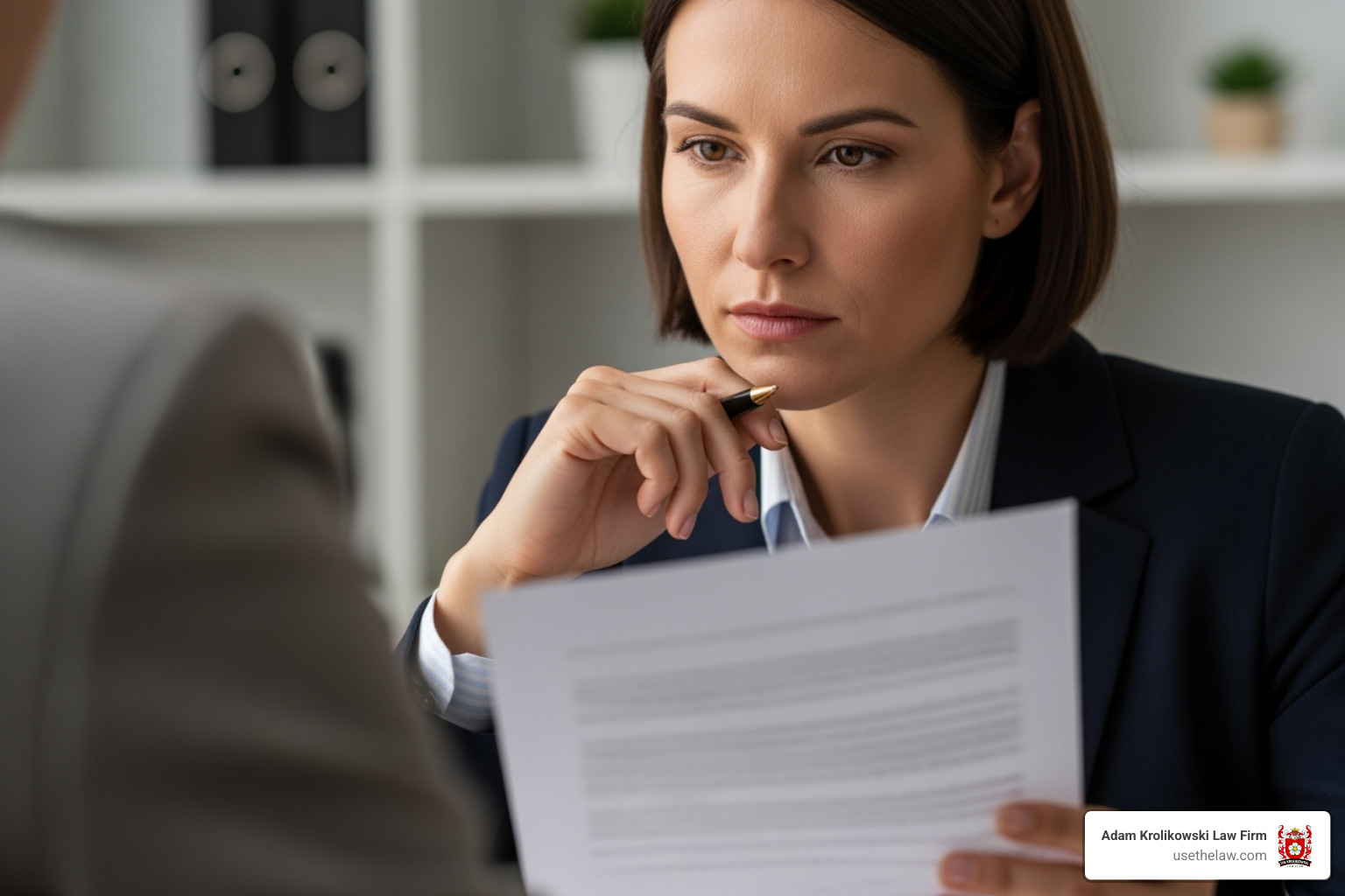 person looking thoughtfully at a legal document - orange county car accident lawyer