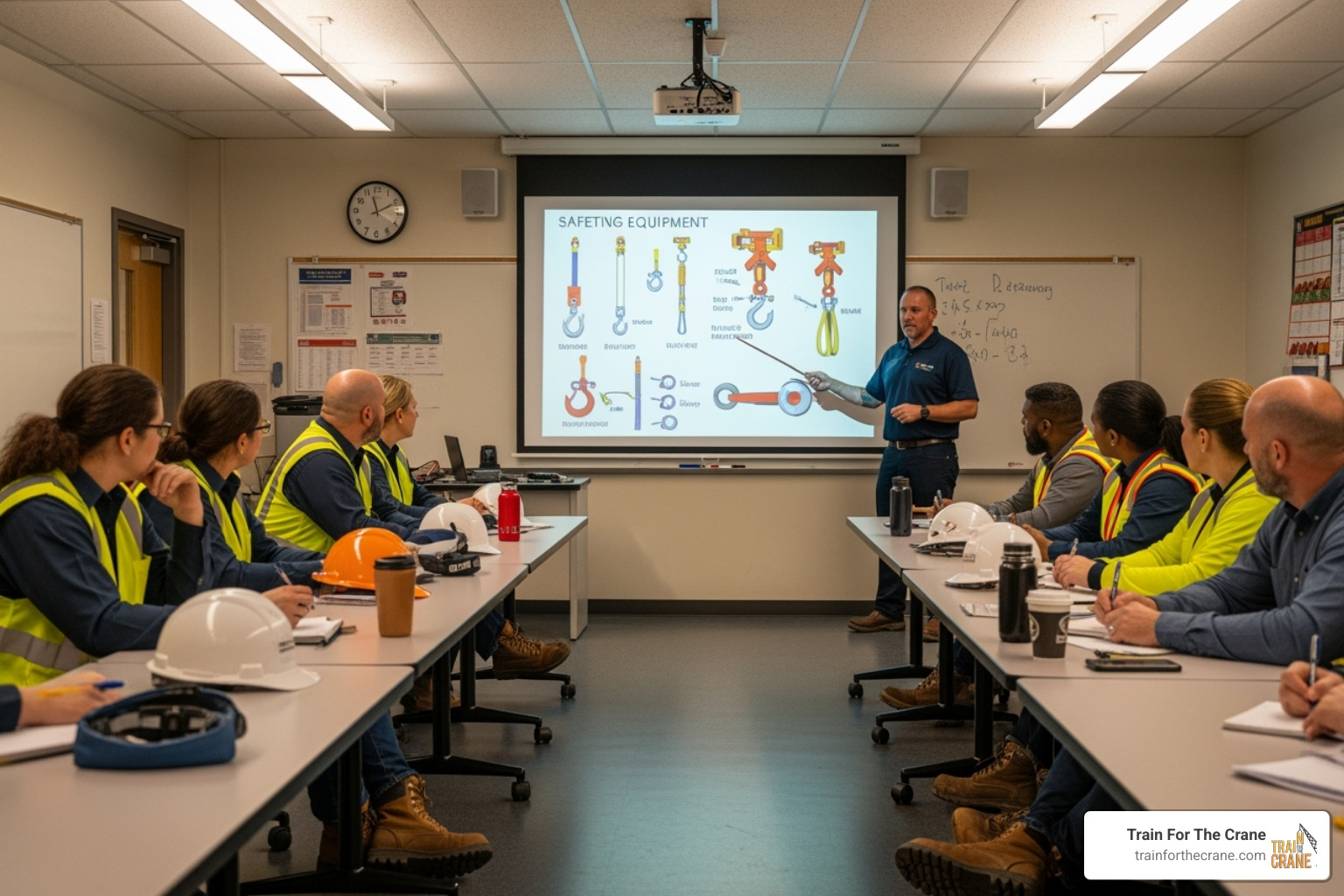 classroom training session for riggers - certified rigger and signal person training