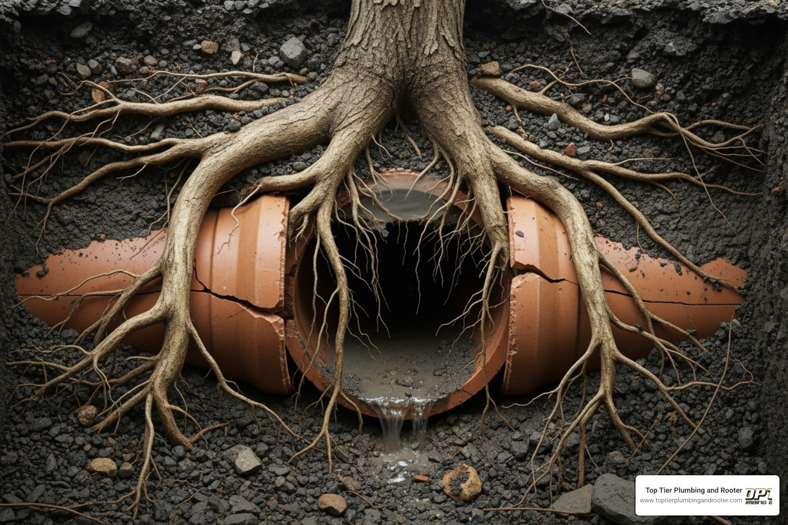 tree roots invading a sewer pipe - Backed up drain tree roots invading a sewer pipe - Backed up drain