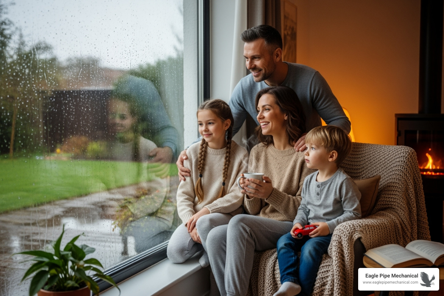 family enjoying warm home during rainy day - furnace service bainbridge island wa family enjoying warm home during rainy day - furnace service bainbridge island wa