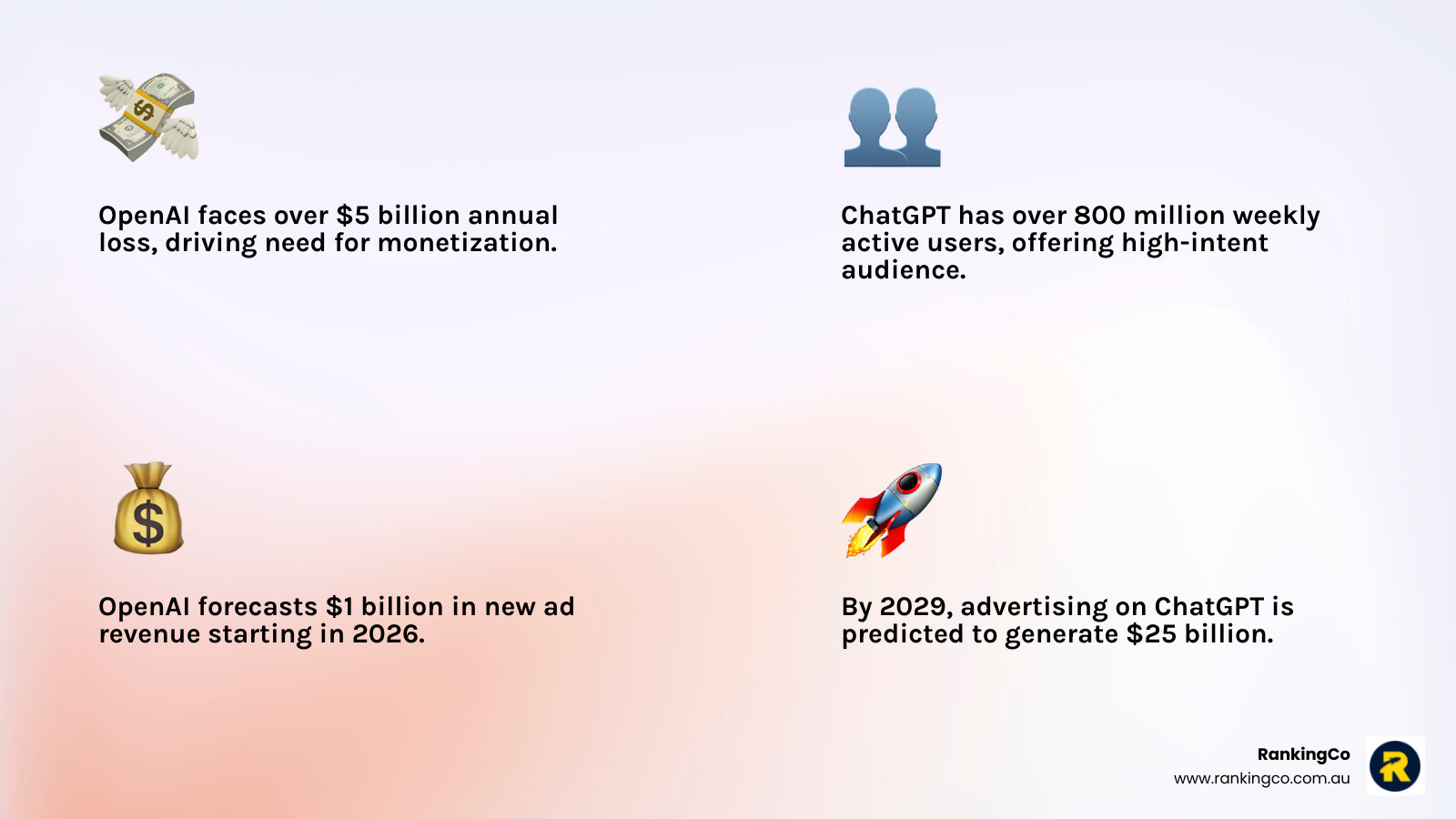 Infographic comparing traditional search ads appearing beside results versus conversational AI ads appearing within the response flow, showing user journey, ad placement, and key differences in timing and context - advertising on ChatGPT infographic 4_facts_emoji_light-gradient Infographic comparing traditional search ads appearing beside results versus conversational AI ads appearing within the response flow, showing user journey, ad placement, and key differences in timing and context - advertising on ChatGPT infographic 4_facts_emoji_light-gradient