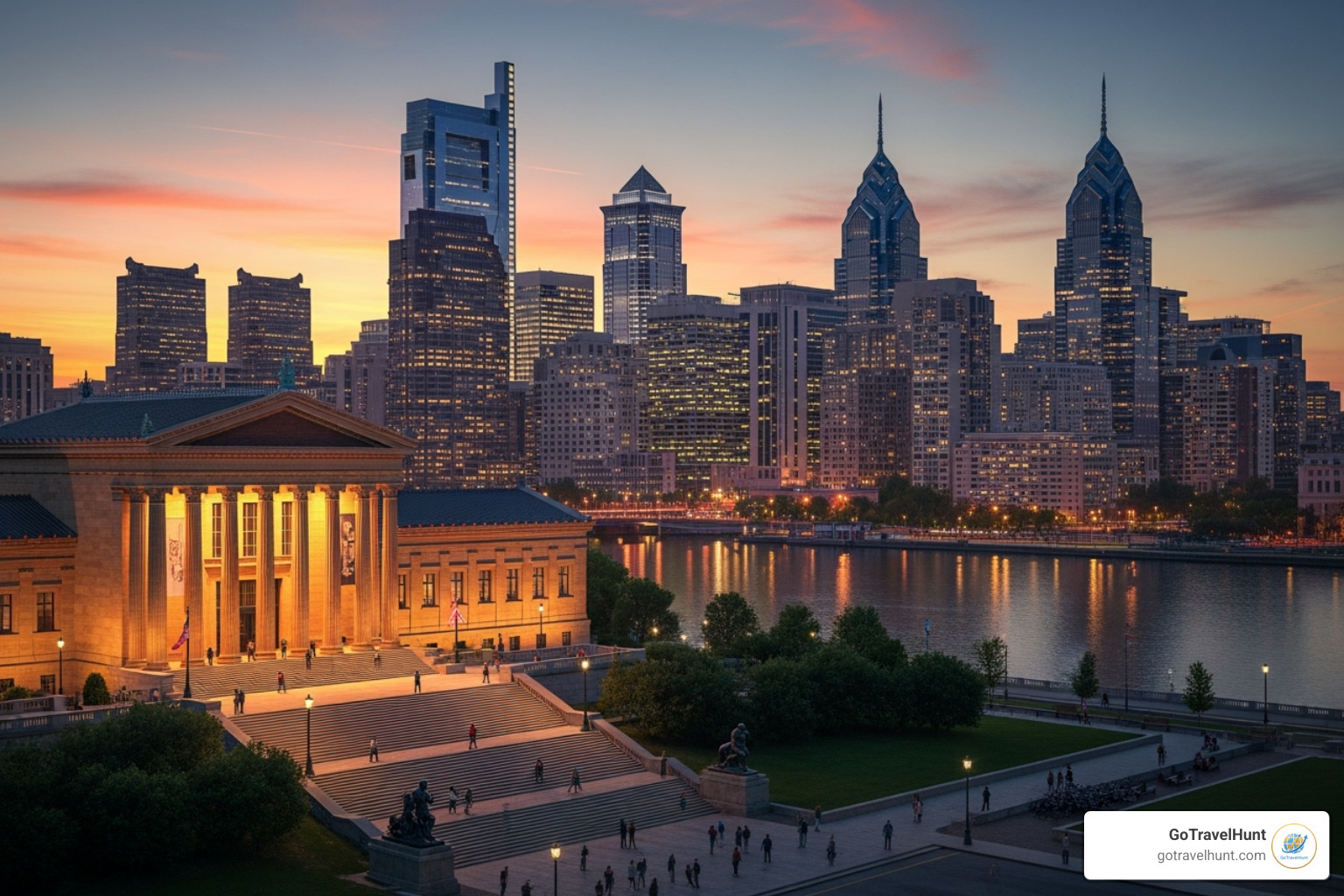 Philadelphia skyline with the Museum of Art - weekend getaways from nyc Philadelphia skyline with the Museum of Art - weekend getaways from nyc