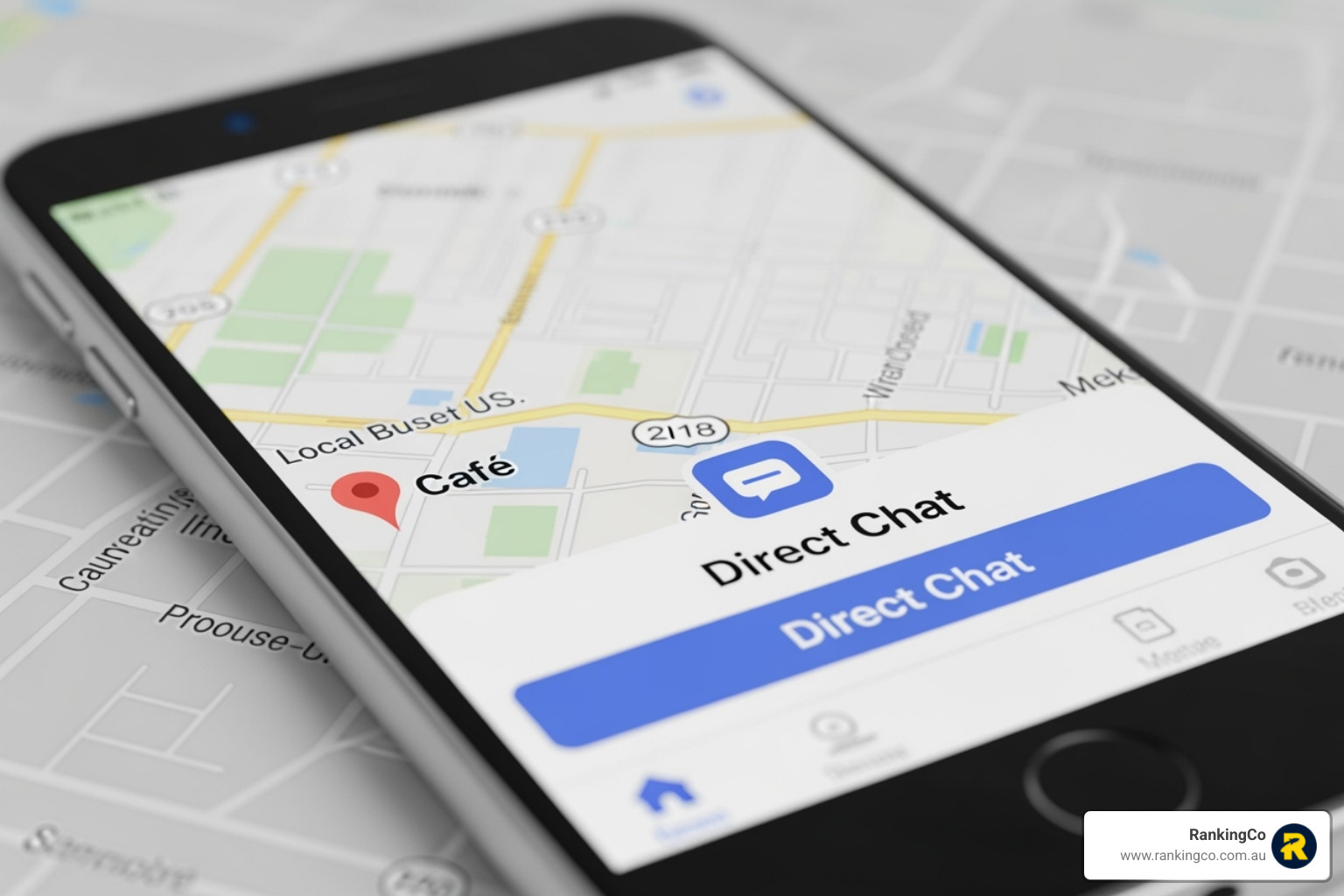 Google Maps result for a local Brisbane cafe with a prominent chat button - conversational marketing