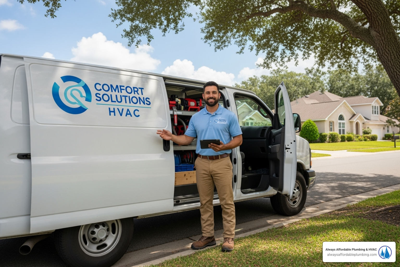 a friendly technician with a van in a suburban neighborhood - My furnace is blowing cold air. Can you find me some companies in the Roseville area that do gas furnace repair?