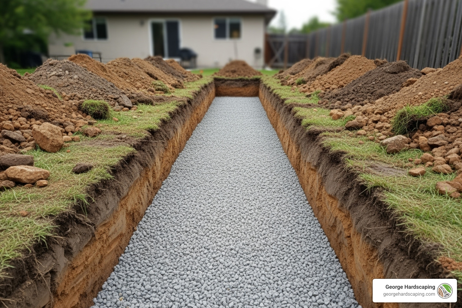 properly dug and leveled trench with a gravel base - how to install a retaining wall blocks