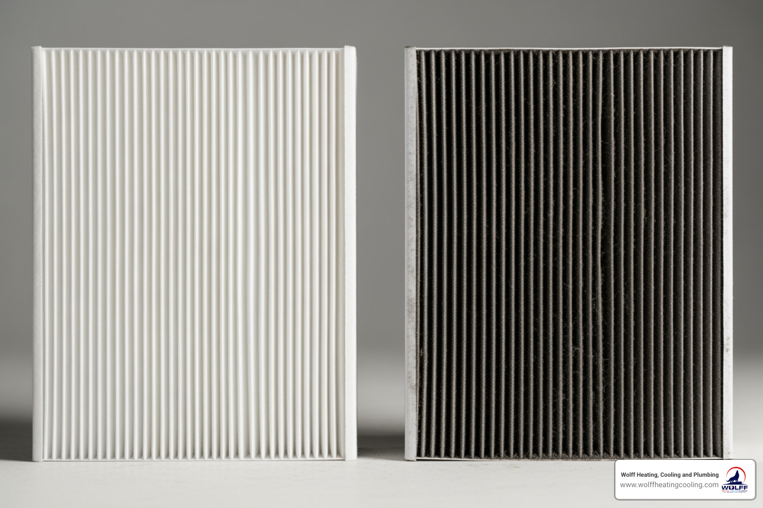 A side-by-side comparison of a clean HVAC air filter and a dirty, clogged air filter, highlighting the importance of regular replacement. - emergency heating repair albuquerque A side-by-side comparison of a clean HVAC air filter and a dirty, clogged air filter, highlighting the importance of regular replacement. - emergency heating repair albuquerque