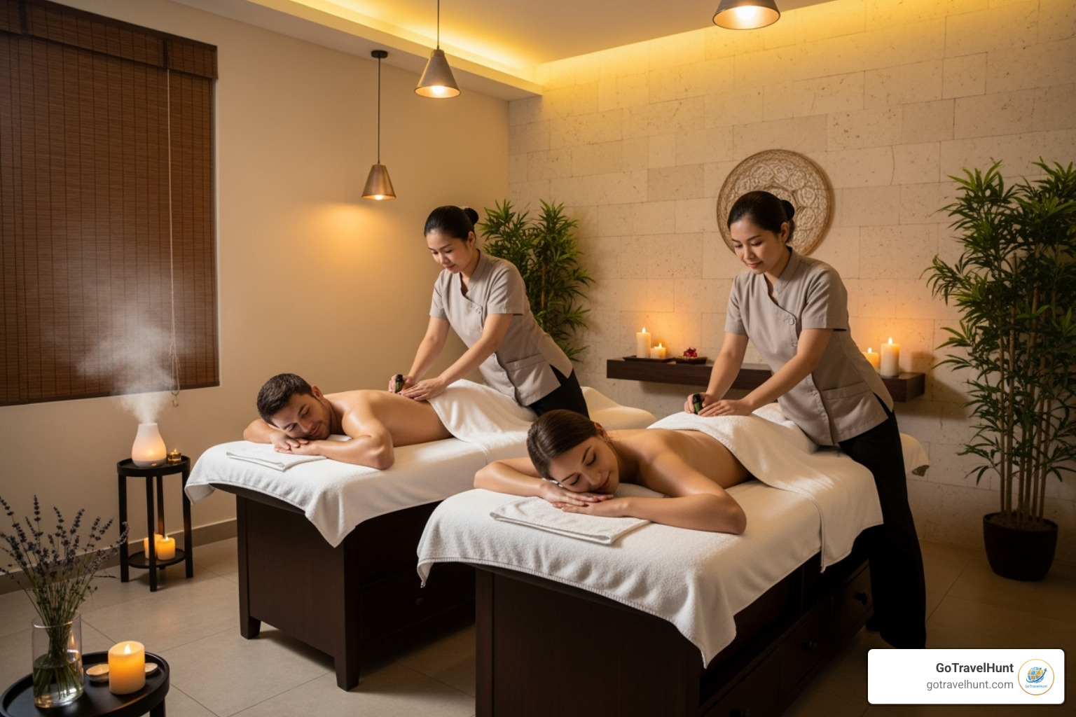 couple receiving spa treatment - romantic getaway near me couple receiving spa treatment - romantic getaway near me