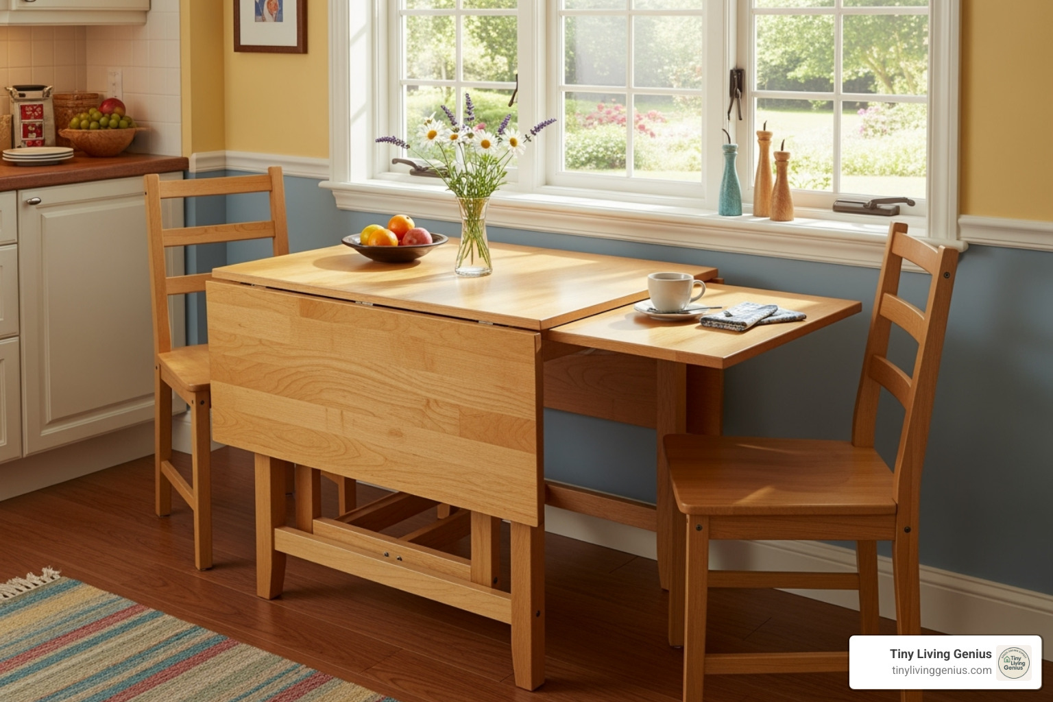 drop-leaf table in a small kitchen nook - small table dining room