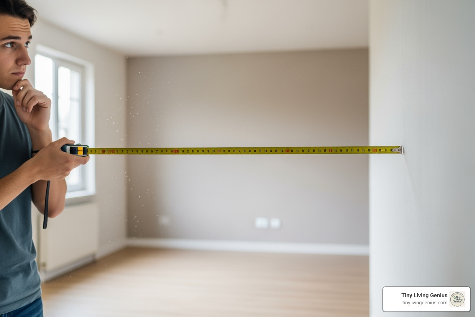 person measuring space for a new table - collapsible folding table
