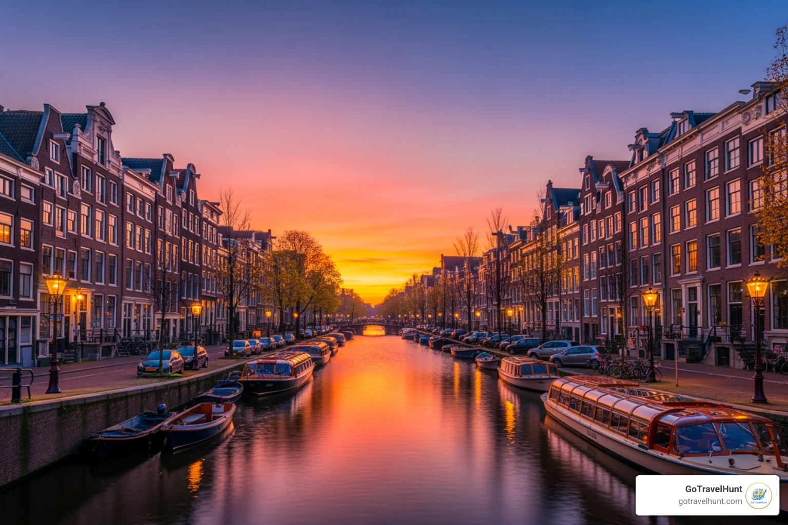 Amsterdam canals at sunset - amsterdam holiday packages