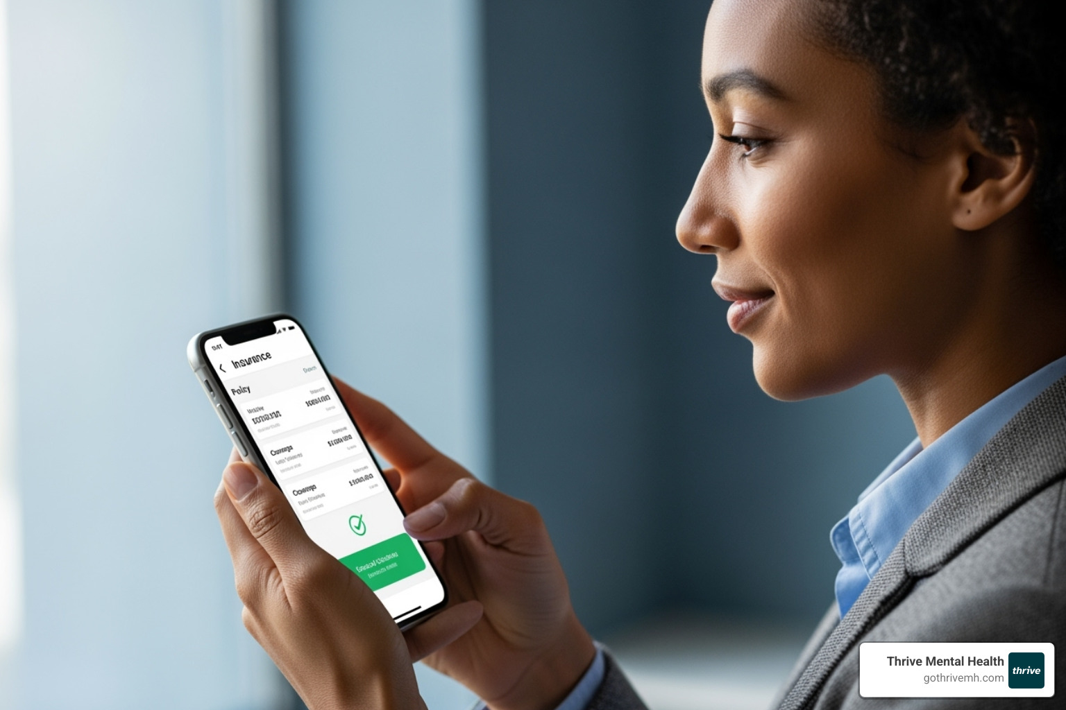 Person easily verifying their insurance on a smartphone - virtual intensive outpatient program los angeles