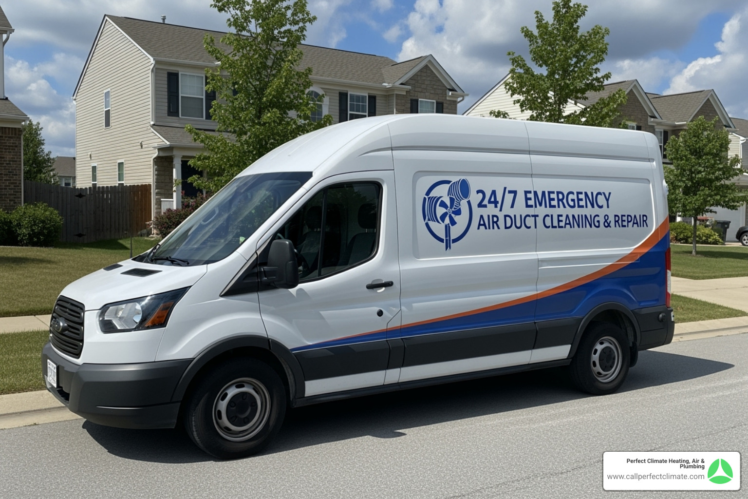 service van with 24/7 emergency service branding - 24/7 air duct cleaning repair in boonville in