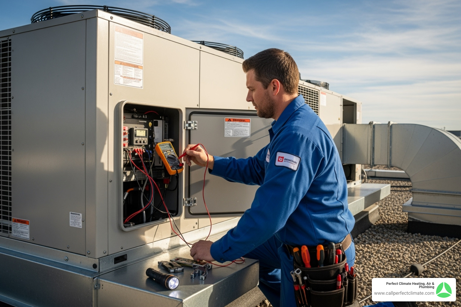 technician performing routine maintenance on a commercial unit - 24/7 commercial hvac repair in mount carmel il technician performing routine maintenance on a commercial unit - 24/7 commercial hvac repair in mount carmel il