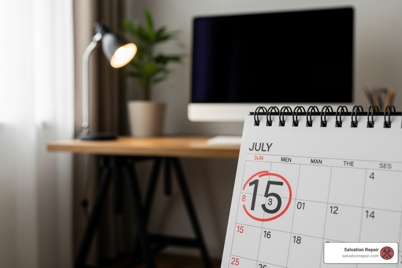 calendar with a warranty expiration date circled in red - Gaming laptop repair