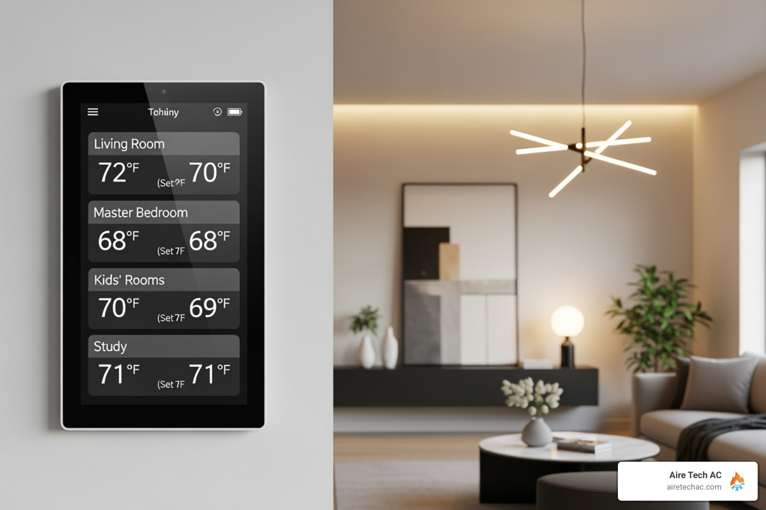 home interior showing different temperature zones on controller - 5 HVAC Upgrades That Pay for Themselves in Under 3 Years