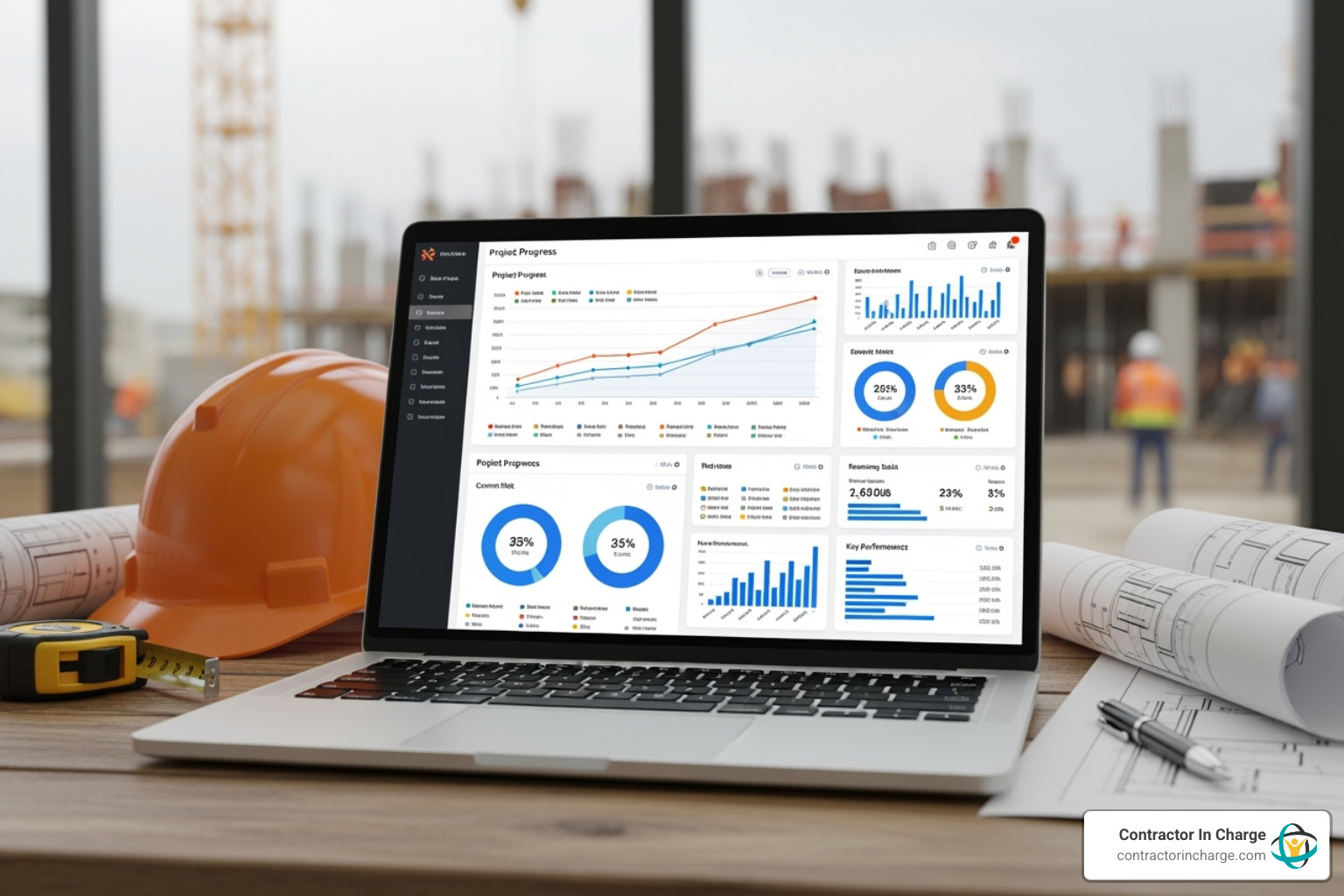 Dashboard showing real-time project analytics on a laptop - api integration contractor tools