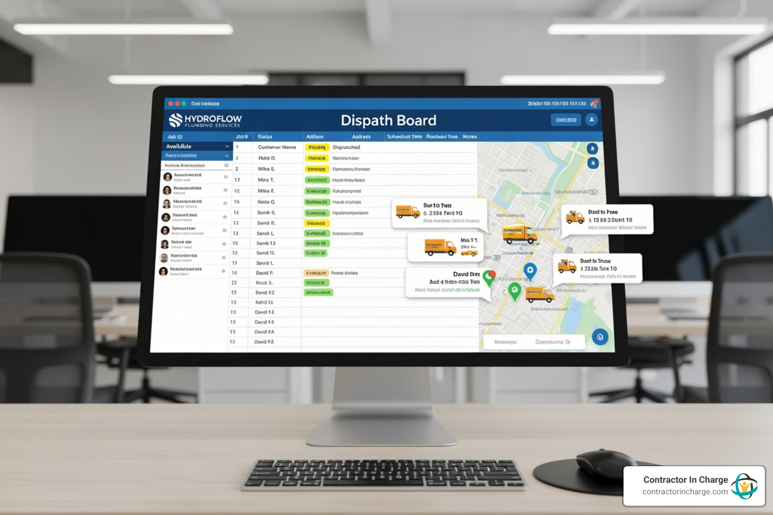 clean, organized digital dispatch board - dispatch support for plumbing companies clean, organized digital dispatch board - dispatch support for plumbing companies