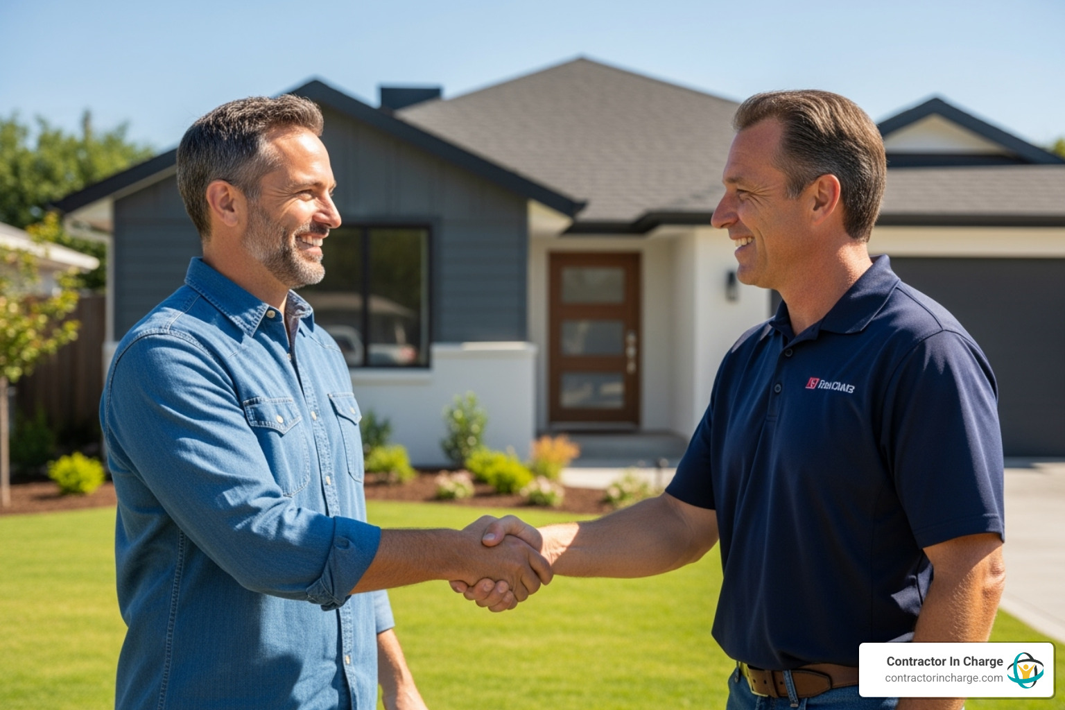 happy customer shaking hands with contractor - business process consulting for contractors