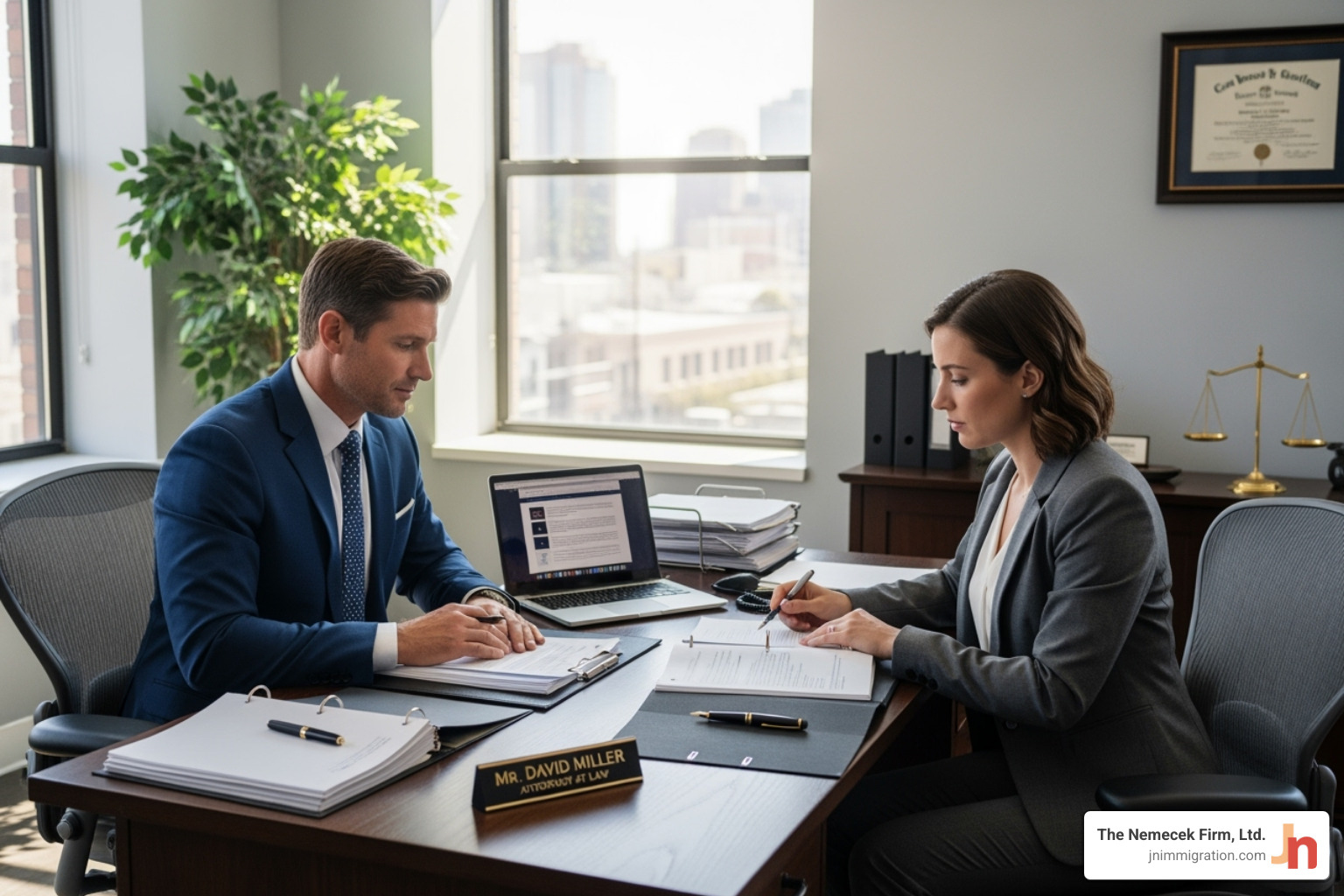 lawyer consulting with client - immigration lawyer for green card