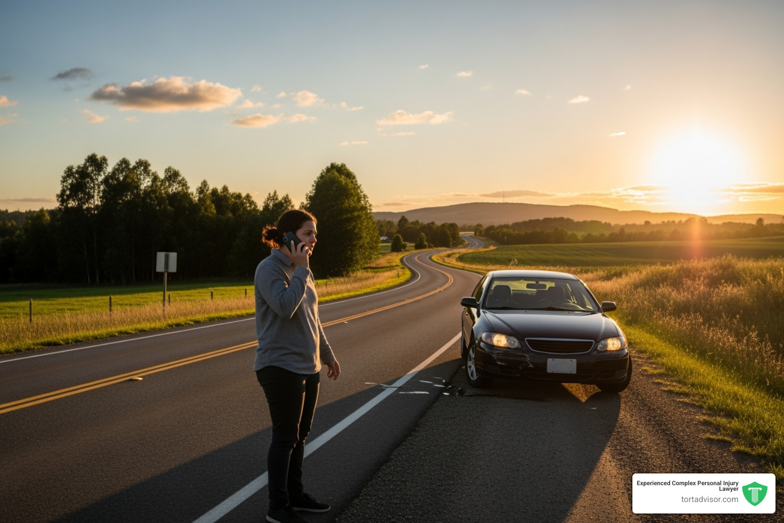 a person on the phone by the side of the road after a minor car accident - car accident lawyer Fort Lauderdale