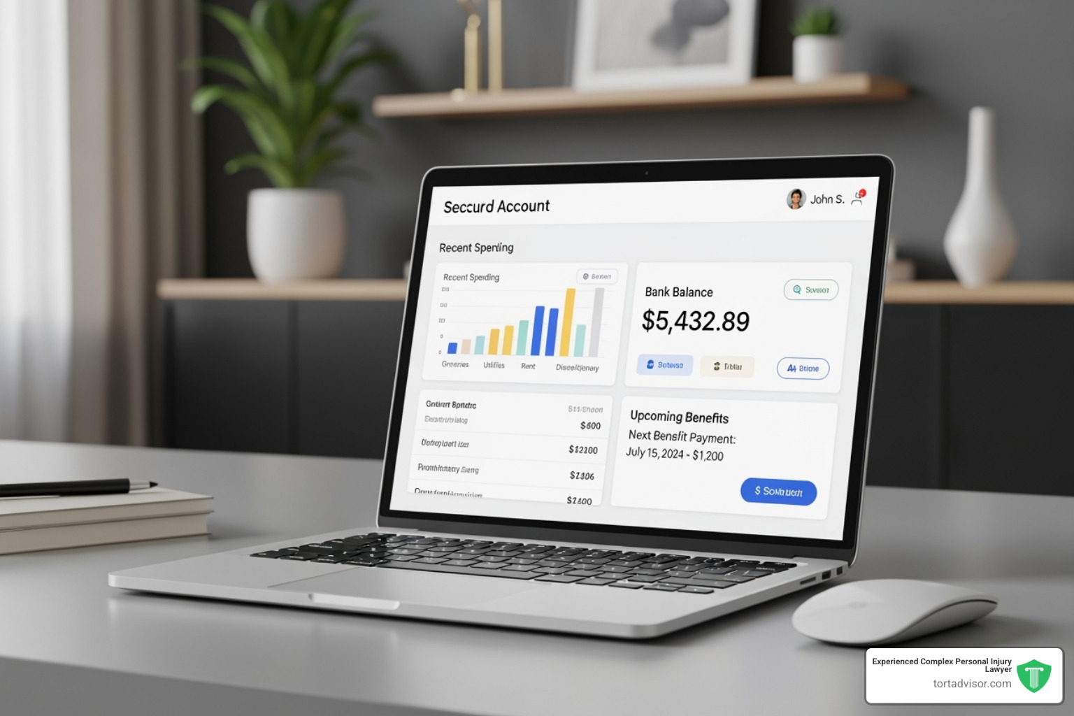 Image of the 'my Social Security' account dashboard on a laptop screen - Social Security benefits