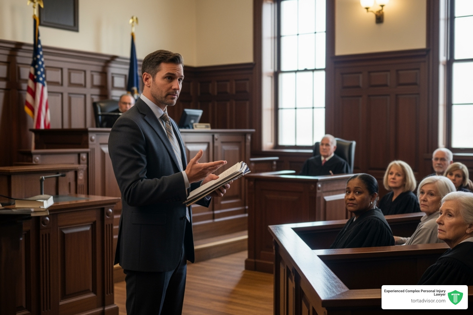 lawyer presenting evidence - car accident compensation lawyer