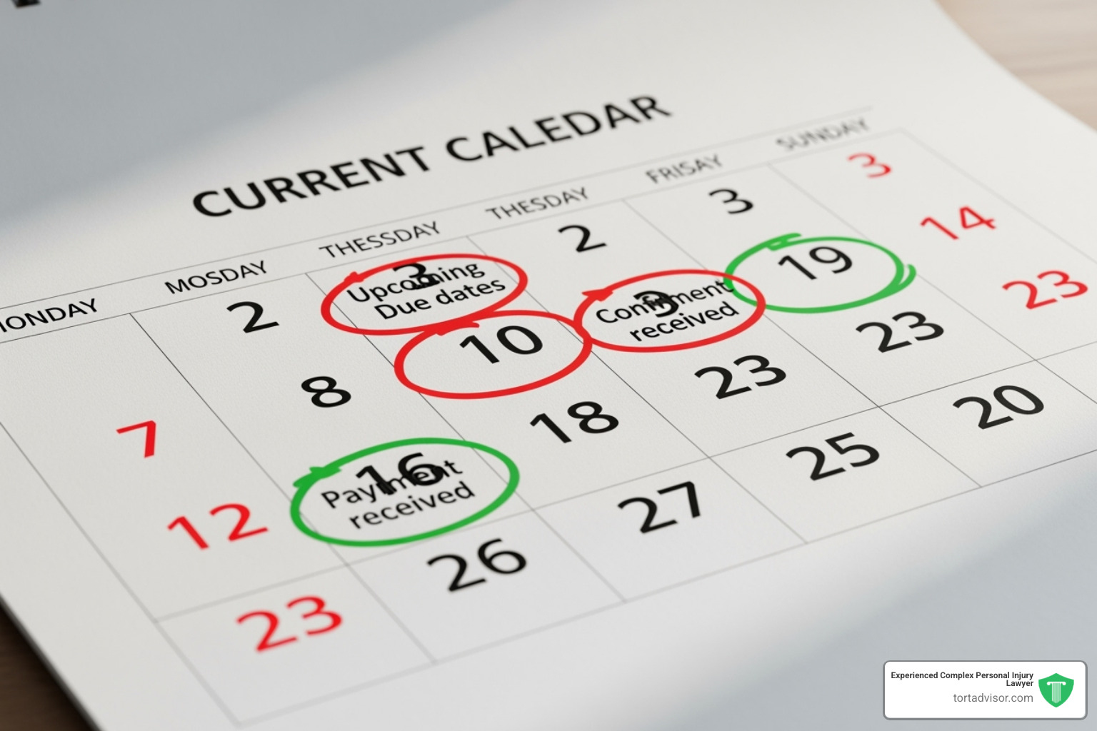 calendar with payment dates circled - Disability benefits guide calendar with payment dates circled - Disability benefits guide