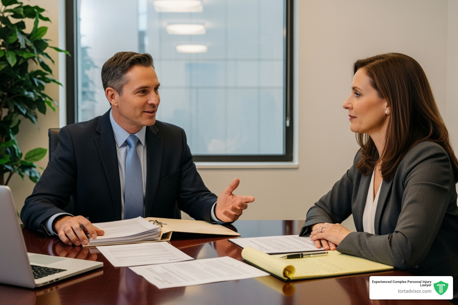 Attorney speaking with a client in a consultation setting - best accident attorney Arizona Attorney speaking with a client in a consultation setting - best accident attorney Arizona
