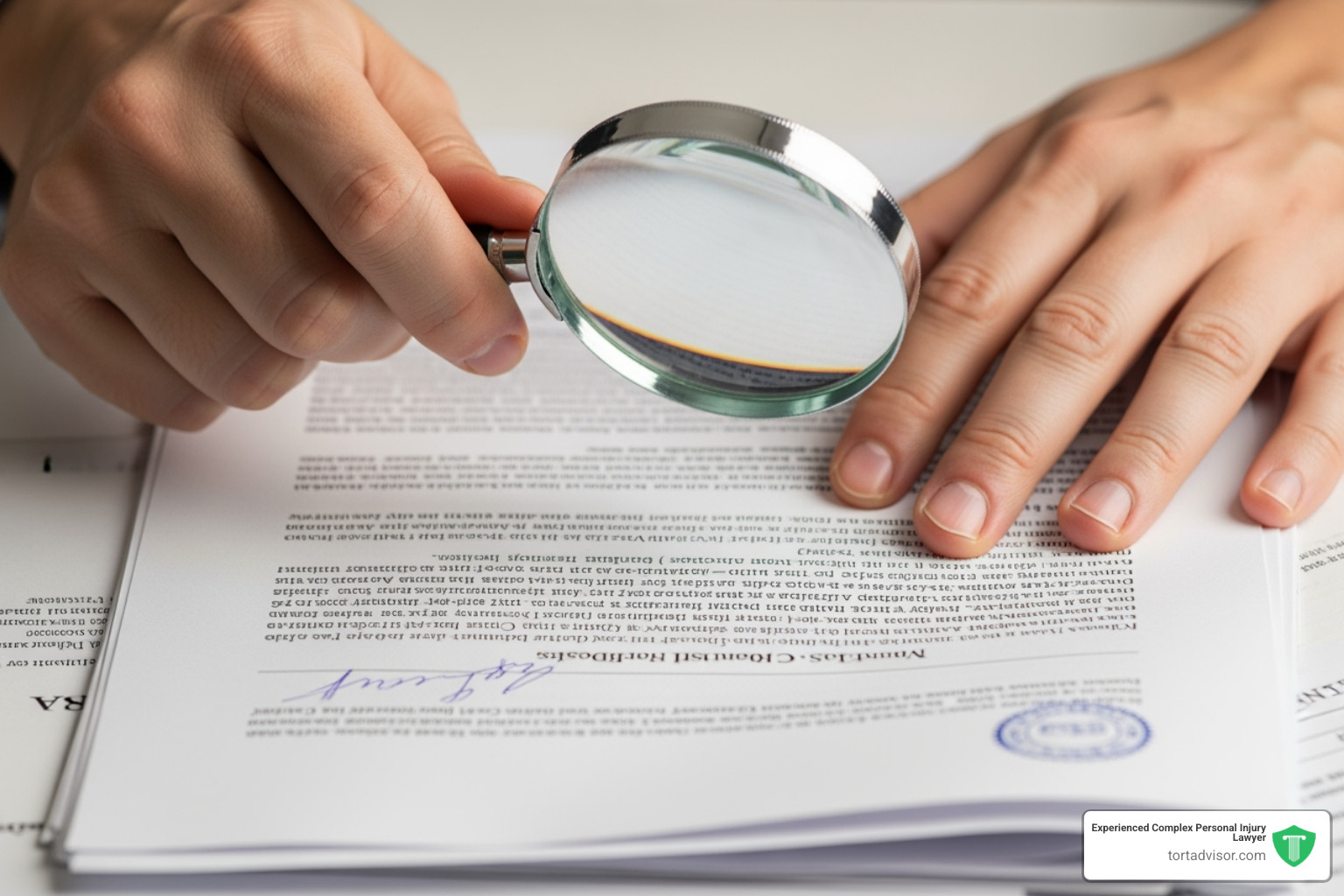Person reviewing legal documents with a magnifying glass - best accident attorney Arizona Person reviewing legal documents with a magnifying glass - best accident attorney Arizona