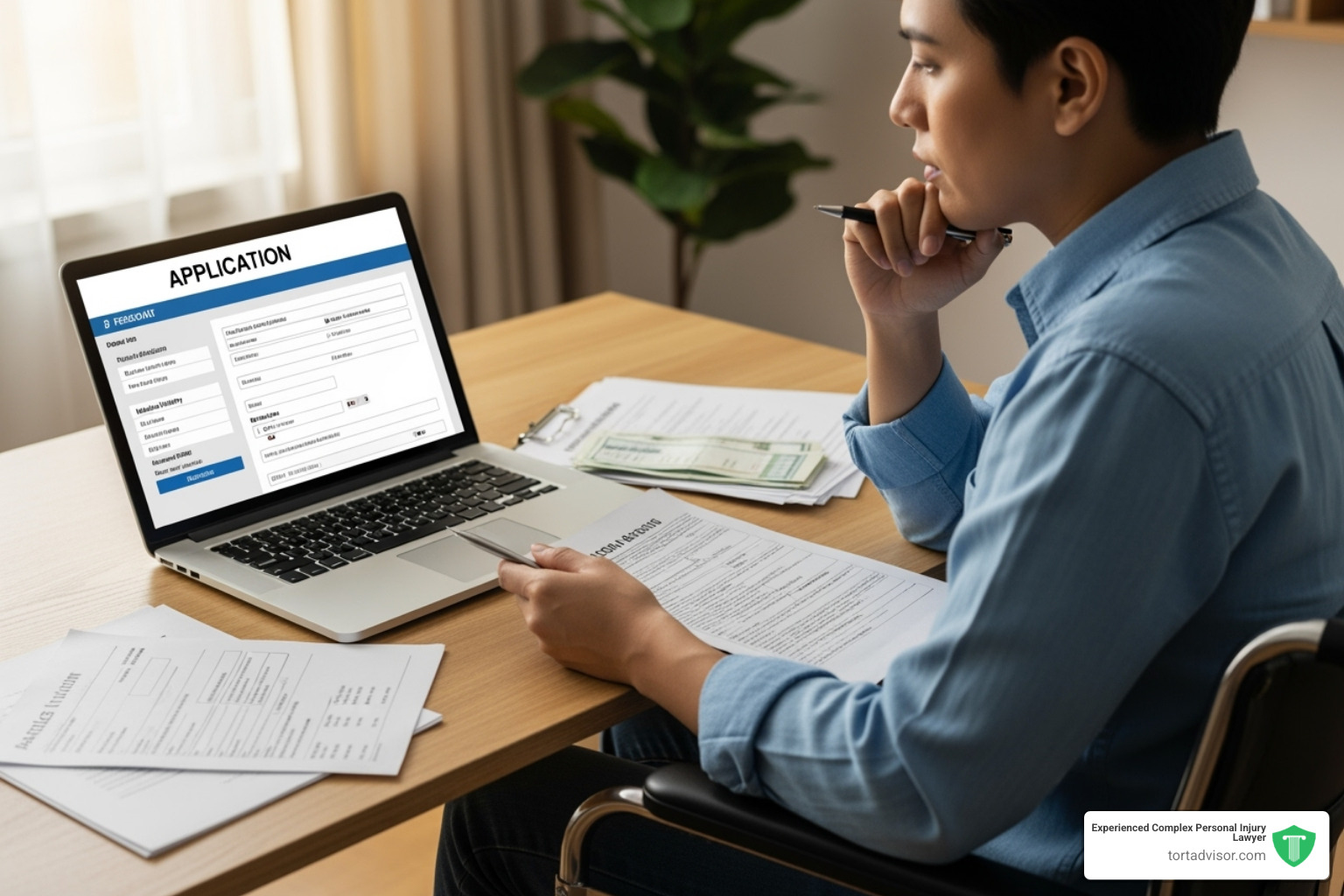 magnifying glass over an application form, highlighting accuracy - Disability benefits application