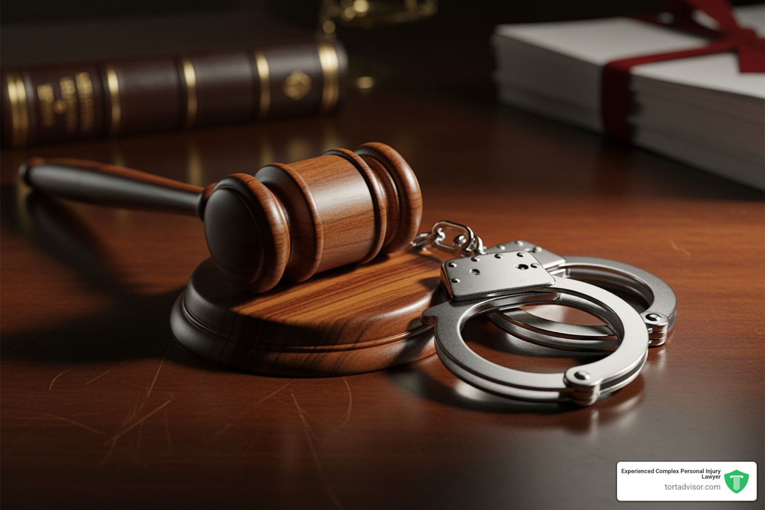 gavel and handcuffs on a desk - Disability benefits fraud