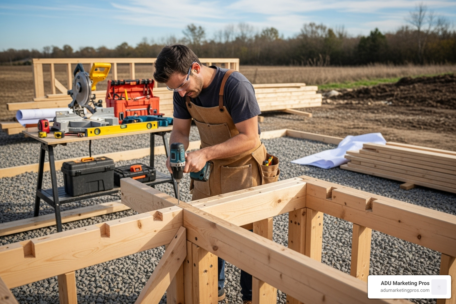 craftsman working on the wooden frame of a tiny house - california tiny houses craftsman working on the wooden frame of a tiny house - california tiny houses