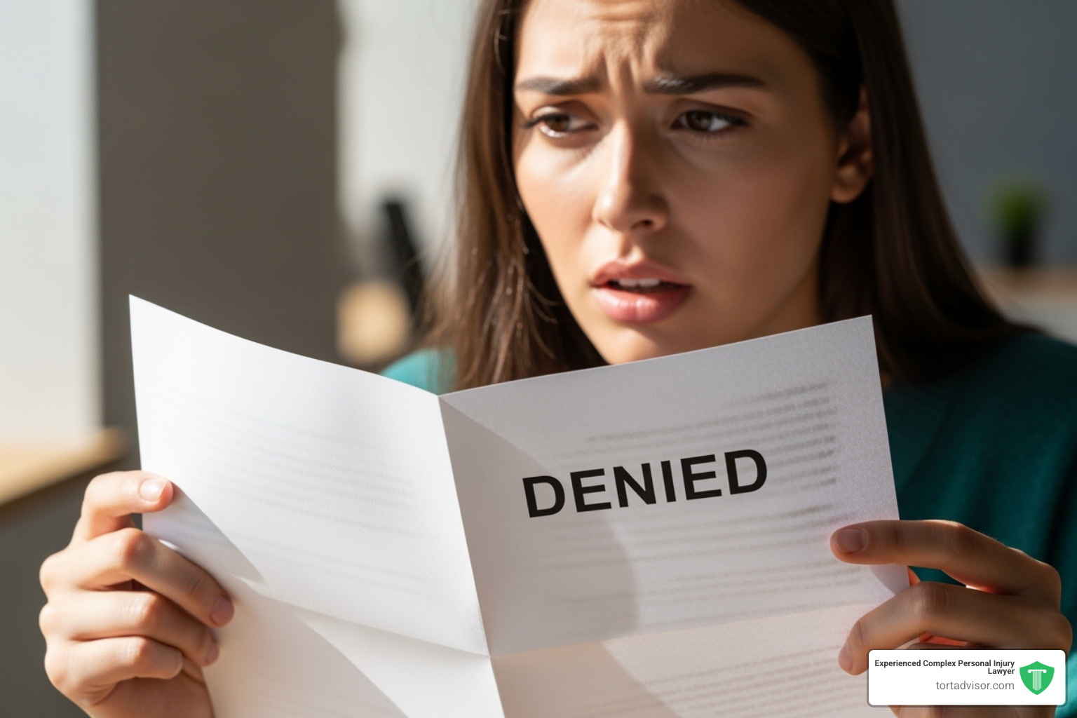 Person looking concerned at a denial letter - SSDI for anxiety Person looking concerned at a denial letter - SSDI for anxiety