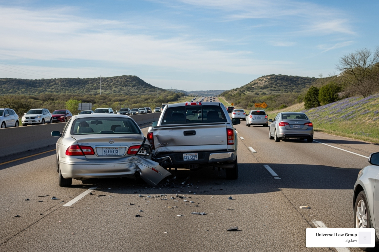 Rear-end collision on a highway - texas car accident liability claim types Rear-end collision on a highway - texas car accident liability claim types