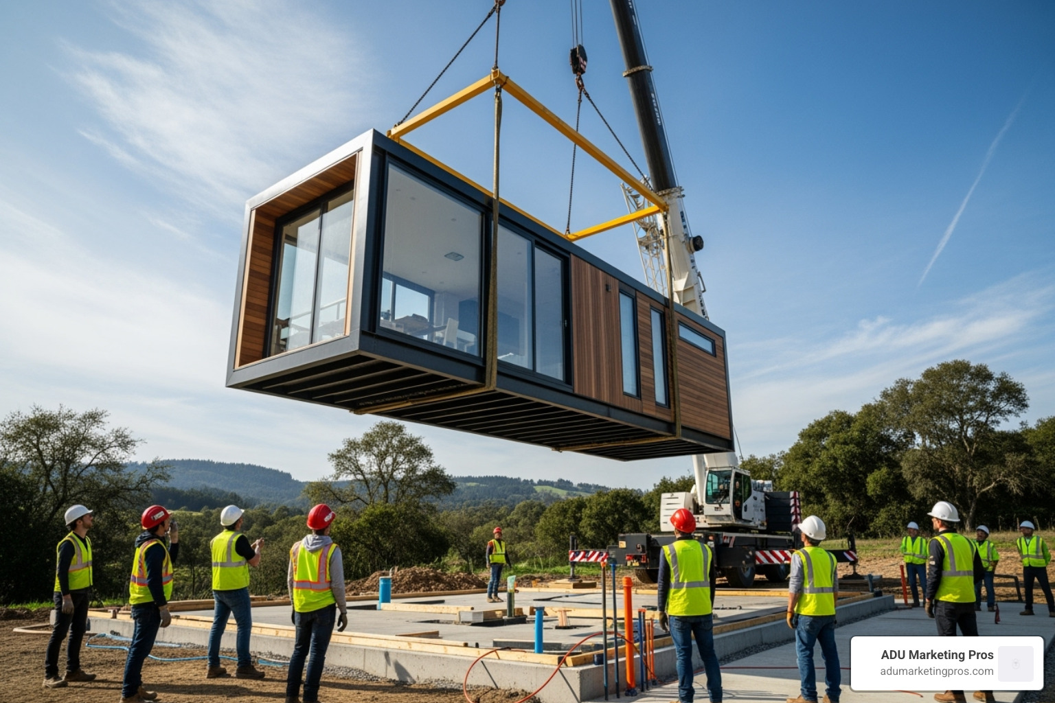 pod house being craned into place - pod houses for sale