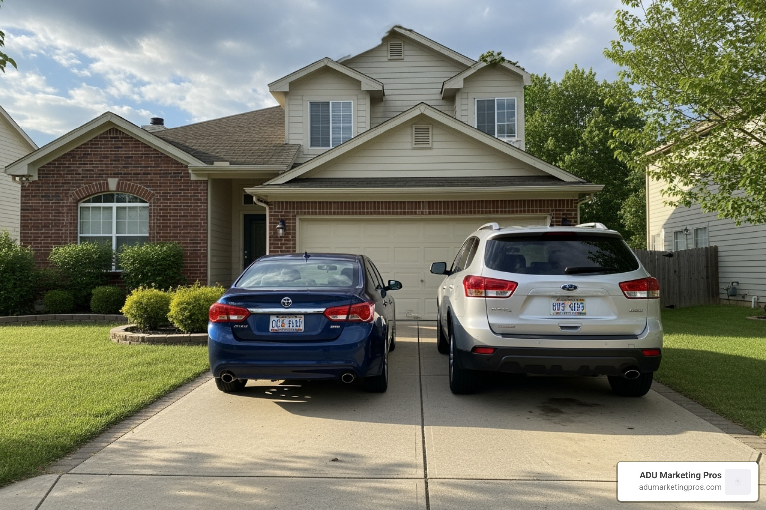 illustrating tandem parking on a residential driveway - San Jose ADU parking
